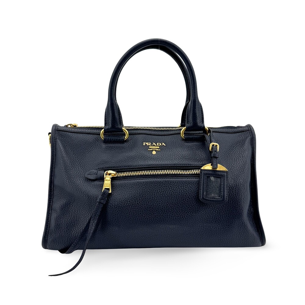 Prada Front Zip Convertible Satchel Vitello Phenix Medium